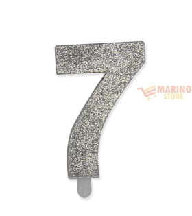 Candeline sweety 9 cm numero 7 glitter Argento