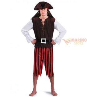 Costume Bucaniere Uomo M - Casacca, Pantaloni, Cintura e Cappello - Perfetto per Carnevale e Feste a Tema