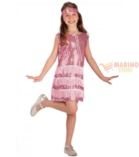 Costume charleston rosa in busta 7° misura 10-11 anni