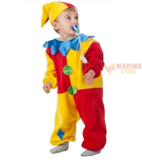 Costume Clown Baby Taglia II - Tutona in Pile e Cappuccio per Carnevale e Giochi Quotidiani