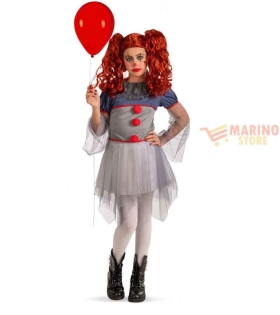 Costume Clown Horror Ragazza 10-13 Anni – Perfetto per Halloween e Feste a Tema Paura