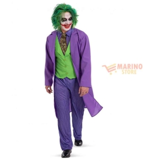 Costume Crazy Clown Viola Uomo - Casacca, Pantaloni e Jabot - Taglia Unica (M-L) Perfetto per Carnevale e Feste a Tema