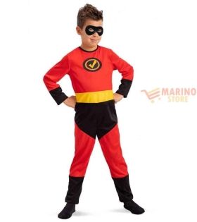 Costume Invincibile Bambino 6-7 Anni - Tuta e Maschera, in Busta con Gancio - Perfetto per Carnevale e Feste a Tema