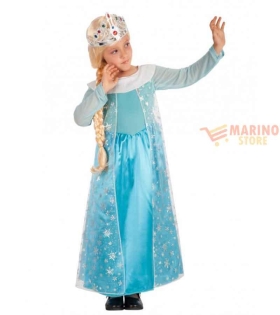 Costume Principessa Azzurra Bambina 8-11 Anni in Busta con Gancio - Abito e Velo Decorato