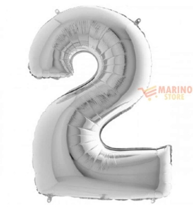 Palloncino Argento Mini numero 2 in mylar da 35 cm - 1 pz