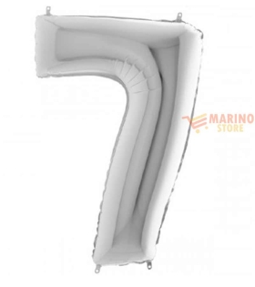 Palloncino Argento Mini numero 7 in mylar da 35 cm - 1 pz