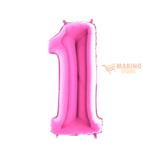 Palloncino Fucsia Mega numerone 1 in mylar da 101 cm - 1 pz