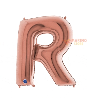 Palloncino lettera R in mylar da 36 cm rose gold