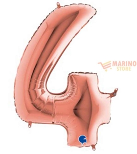 Palloncino Rosa Gold Mini numero 4 in mylar da 35 cm