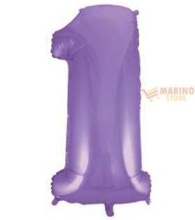 Palloncino Satin Velevet Lilac Mega numerone 1 in mylar da 101 cm - 1 pz