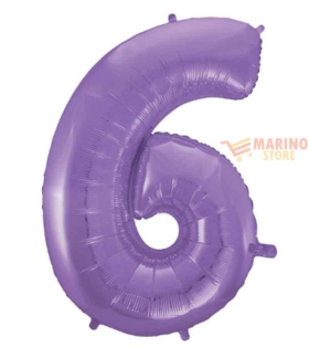 Palloncino Satin Velevet Lilac Mega numerone 6  in mylar da 101 cm - 1 pz