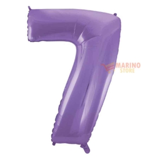 Palloncino Satin Velevet Lilac Mega numerone 7  in mylar da 101 cm - 1 pz