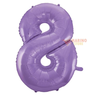 Palloncino Satin Velevet Lilac Mega numerone 8  in mylar da 101 cm - 1 pz