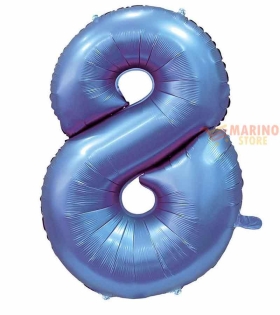 Palloncino Satin Velevet Periwinkle (tonalità di blu) Mega numerone 8 in mylar da 101 cm - 1 pz