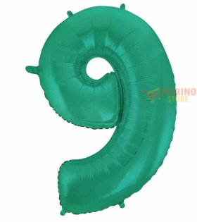 Palloncino Satin Velvet Acquamarine Mega numerone 9 in mylar da 101 cm - 40