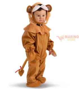 Tutina Leoncino per Bambino 12/18 Mesi in Pellicetta con Cappuccio, Criniera e Coda, Perfetta per Carnevale e Feste, in Busta con Gancio