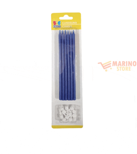 Immagine 0 di Candeline matita blu elettrico 12 pz 15 cm