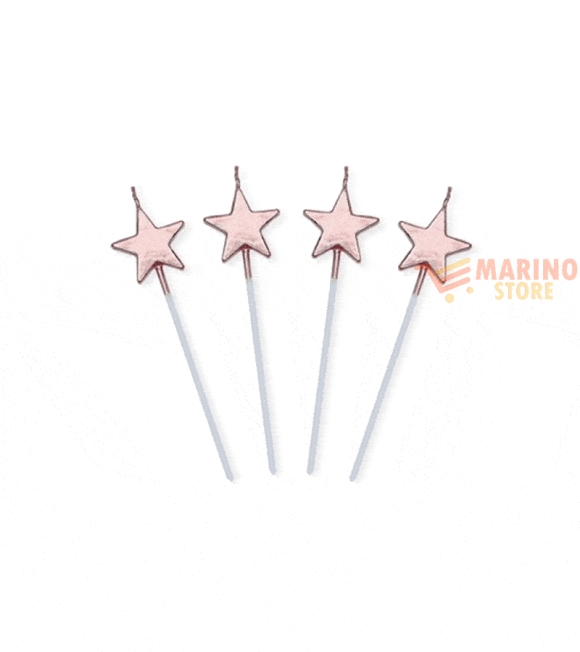 Immagine 0 di Candeline picks stelle rosa gold metal 13 cm 4 pz