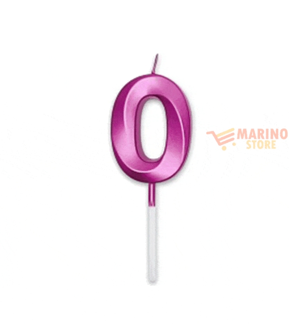 Immagine 0 di Candeline prestige metal 9 cm numero 0 fuxia