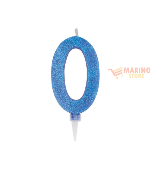 Immagine 0 di Candeline sweety 15 cm numero 0 glitter blu