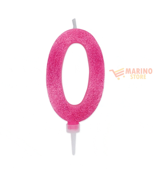 Immagine 0 di Candeline sweety 15 cm numero 0 glitter fuxia