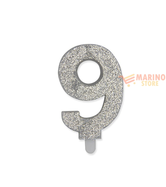 Immagine 0 di Candeline sweety 9 cm numero 9 glitter Argento