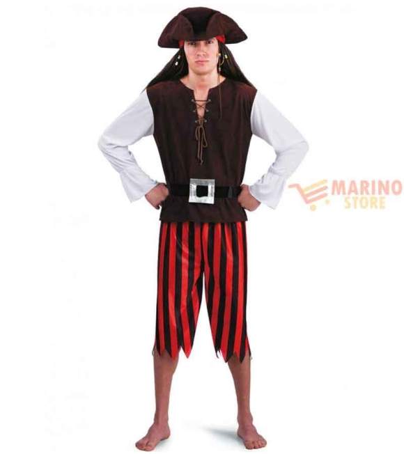 Immagine 0 di Costume Bucaniere Uomo M - Casacca, Pantaloni, Cintura e Cappello - Perfetto per Carnevale e Feste a Tema