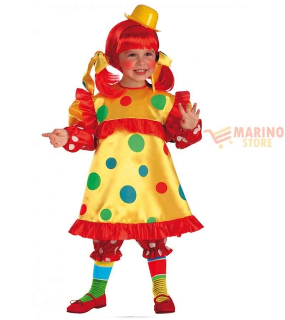 Immagine 0 di Costume Clown Bollicina Bambina 3 Anni in Busta - Abito Giallo a Pois Colorati