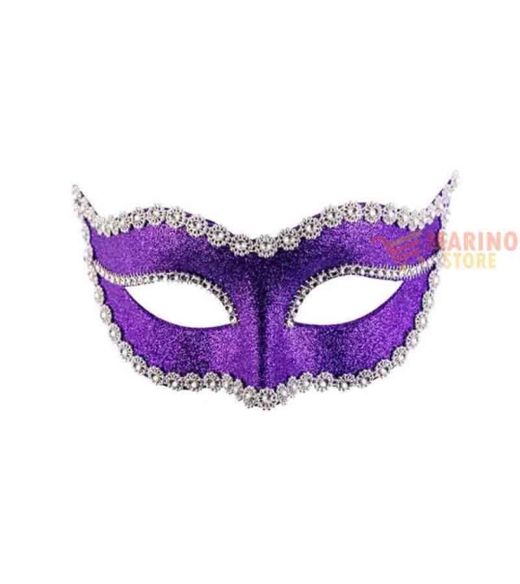 Immagine 0 di Maschera in plastica con glitter viola e strass