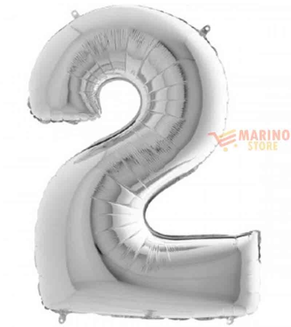 Immagine 0 di Palloncino Argento Mega numerone 2 in mylar da 101 cm - 1 pz