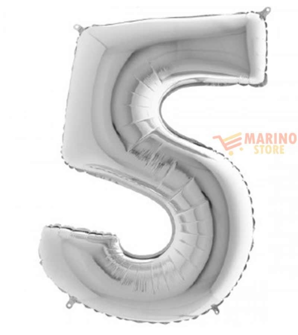 Immagine 0 di Palloncino Argento Mini numero 5 in mylar da 35 cm - 1 pz