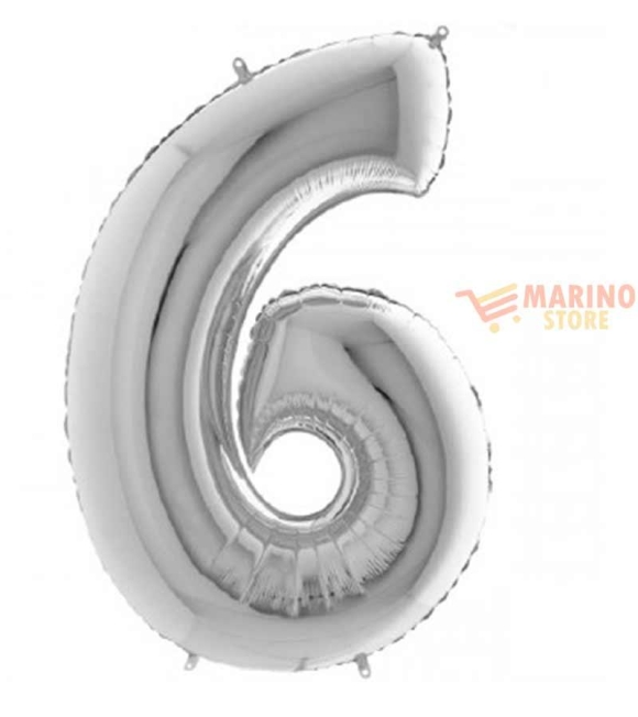 Immagine 0 di Palloncino Argento Mini numero 6 in mylar da 35 cm - 1 pz