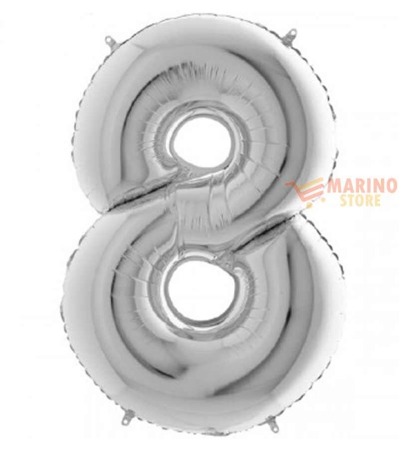 Immagine 0 di Palloncino Argento Mini numero 8 in mylar da 35 cm - 1 pz