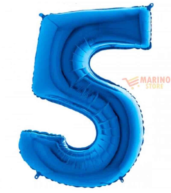 Immagine 0 di Palloncino Blu Mega numerone 5 in mylar da 101 cm - 1 pz