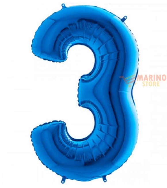 Immagine 0 di Palloncino Blu Mini numero 3 in mylar da 35 cm