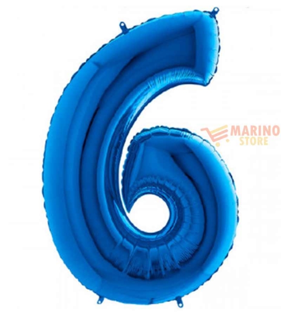 Immagine 0 di Palloncino Blu Mini numero 6 in mylar da 35 cm