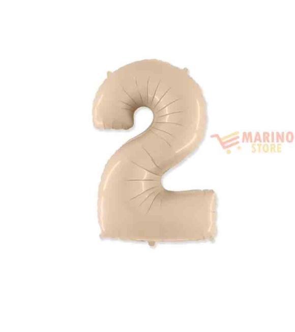 Immagine 0 di Palloncino Crema Mega numerone 2 in mylar da 101 cm 40