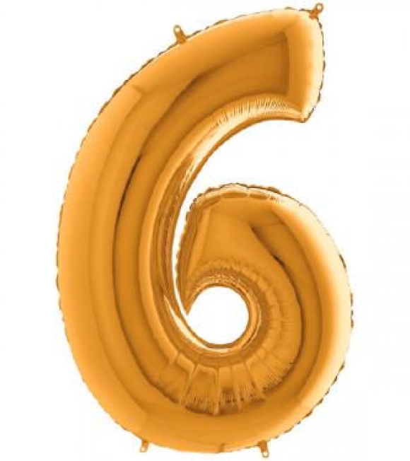 Immagine 0 di Palloncino Oro numero 6 in mylar da 35 cm