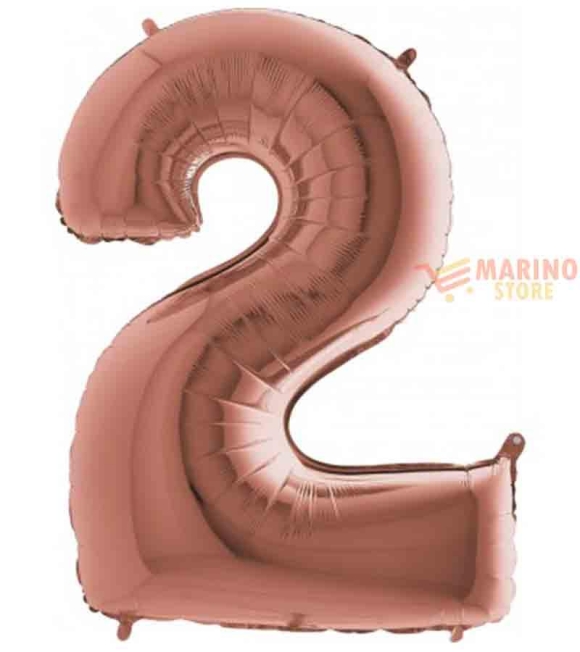 Immagine 0 di Palloncino Rosa Gold Mega numerone 2 in mylar da 101 cm - 1 pz