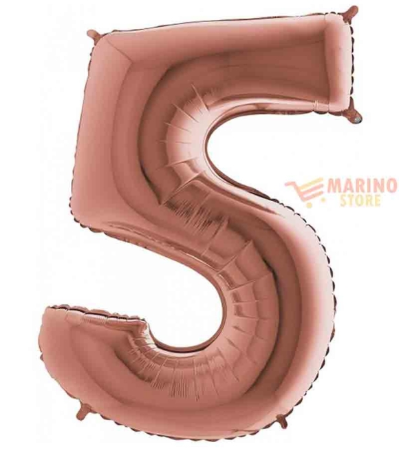 Immagine 0 di Palloncino Rosa Gold Mega numerone 5 in mylar da 101 cm - 1 p