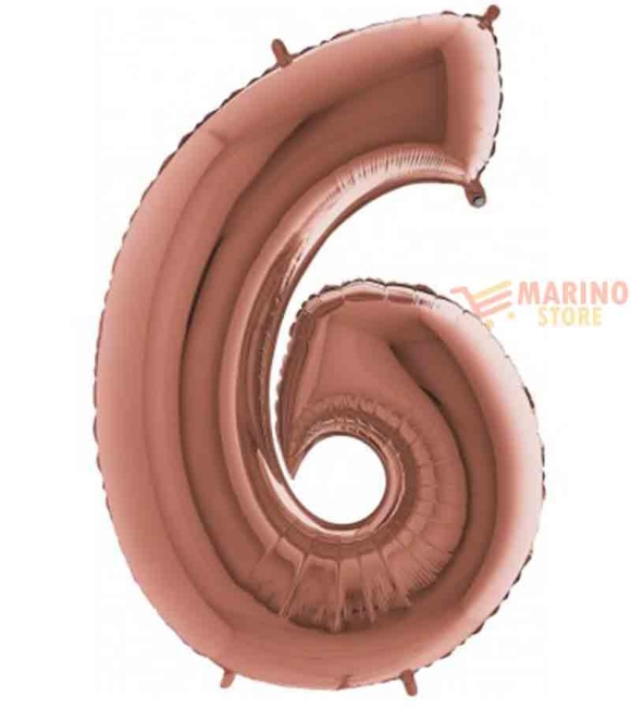 Immagine 0 di Palloncino Rosa Gold Mega numerone 6 in mylar da 101 cm - 1 p