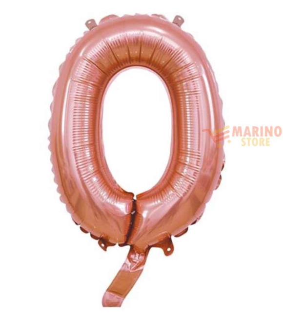 Immagine 0 di Palloncino Rosa Gold Mini numero 0 in mylar da 35 cm