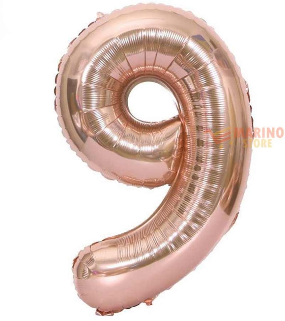 Immagine 0 di Palloncino Rosa Gold Mini numero 9 in mylar da 35 cm