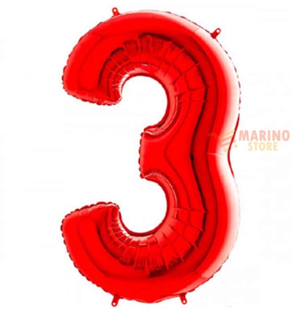 Immagine 0 di Palloncino Rosso Mega numerone 3 in mylar da 101 cm - 1 pz