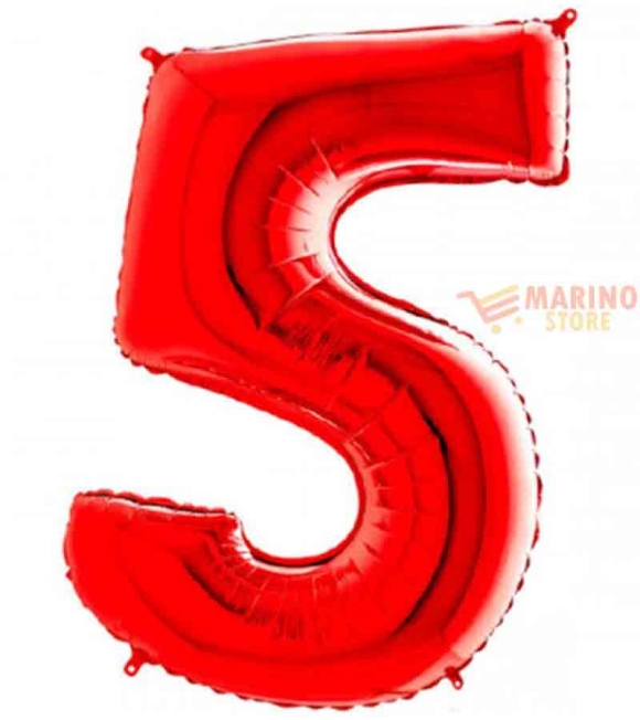 Immagine 0 di Palloncino Rosso Mega numerone 5 in mylar da 101 cm - 1 pz