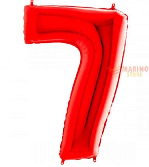 Immagine 0 di Palloncino Rosso Mega numerone 7 in mylar da 101 cm - 1 pz