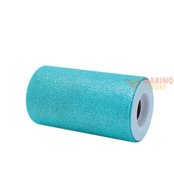 Immagine 0 di Rotolo Tulle Colore Verde Acqua Glitter 25 x 12,5 m