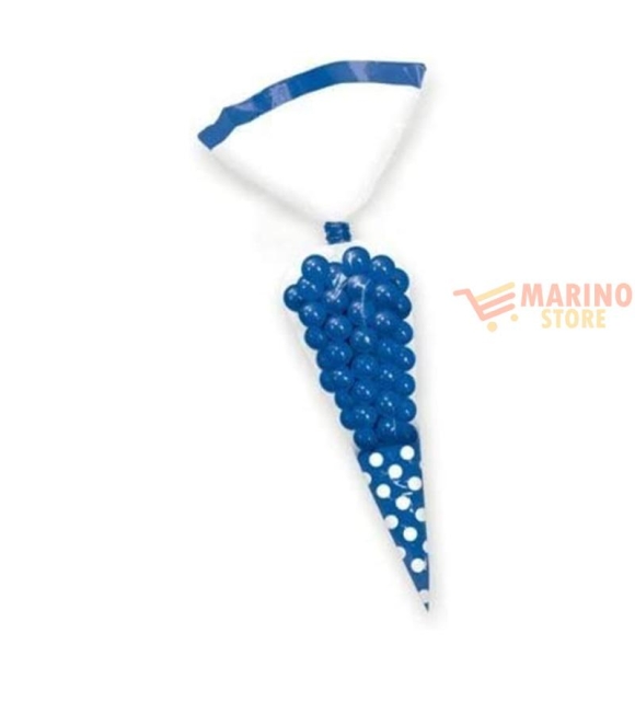 Immagine 0 di Sacchetti Cellophane Cono Polka Blu Royal 9 x 27 cm 10 pezzi