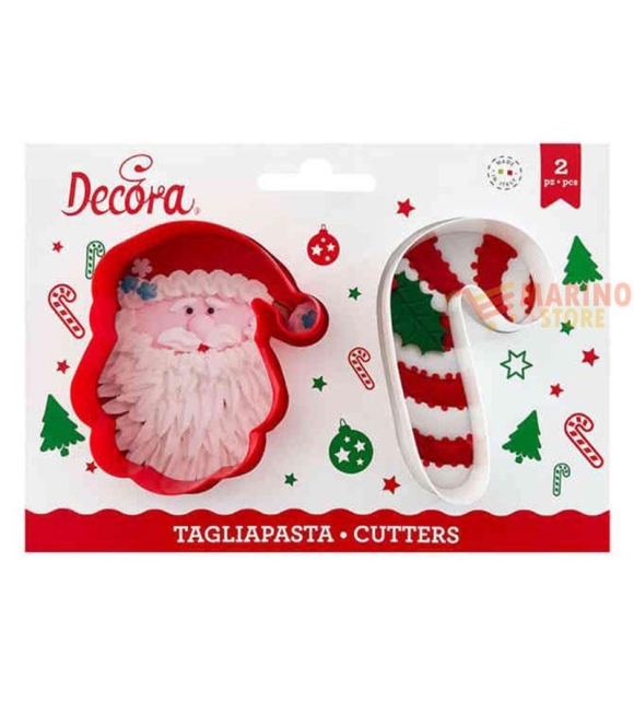 Immagine 0 di Tagliapasta babbo natale e candy cane in plastica rosso set 2 pezzi