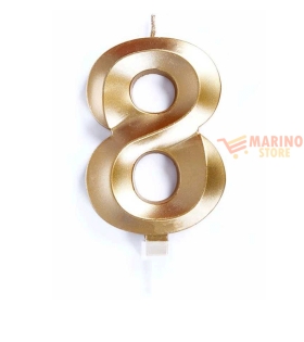 Candeline luxury cm 10 oro chrome numero 8